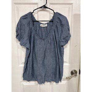 St. John's Bay women's short-sleeve blouse with embroidered details